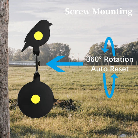 Two Pack Steel Spinning Targets Auto Reset For BB Guns And Air Rifles With Bird Silhouettes And High Visibility Bullseyes