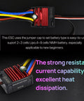 60A Waterproof Brushed ESC For 2-3S LiPo RC Cars Boats Trucks 1/10 Scale Crawler With Tamiya Plug WP1060 Power Witch Brushed Speed Controller Beef Up Your Rig Today, showing wiring and heat dissipation details