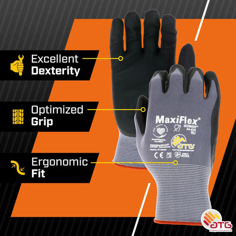 Grippy Foam Nitrile Palm Coated Work Gloves With Knit Wrist For Dirt And Debris Protection, Great Oil Grip, Gray Large Size