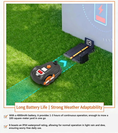 Hands-Free Smart Robotic Lawn Mower For Effortless Yard Care Without Boundary Cables On 300 Sq M, AI Obstacle Detection