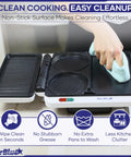 StarBlue 2-in-1 Indoor Electric Grill And Press With Non Stick Griddle Surface For Burgers And Breakfast, easy to clean.
