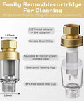 Dimensions and features of 2 Pack Brass Sediment Filter Reusable Washing Machine Water Filter 50 Micron Anti Scale Anti Rust Mud Sand Traps Yellow Mini.