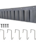 Overbed Hanging Shoe Organizer With Ten Pockets And Sturdy Hooks For RV And Bedroom Storage, grey fabric with hooks and screws included