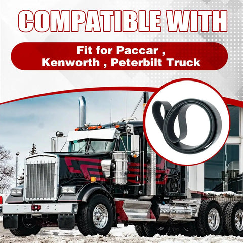 Top Grade Serpentine Drive Belt For Paccar Kenworth Peterbilt Trucks Replaces D84-1000-6122310 shown on truck with winter setting.