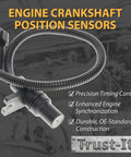 Engine Crankshaft Position Sensor OE Replacement 56027864 For Dodge Ram 2500 3500 1997 2002 8.0L V10 488 CID 10 Cylinder Drop-In Direct Fit Plug And Play Easy Install Precise Timing in black wire harness