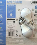 Smart WiFi LED Color Changing Dimmable Light Bulbs 60W Equivalent, 800 Lumens, package and 2 bulbs on display