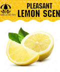 Pleasant lemon scent with whole and sliced lemon, green leaves, and honeycomb pattern background for All Purpose Shop Wax Starter Kit.
