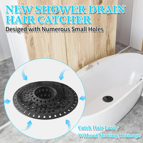 Super Slick Silicone Bathtub Drain Hair Catcher And Shower Guard That Snags Hair And Tiny Toys To Stop Drain Headaches Cold and keep your home plumbing running legit, black silicone design with small holes.