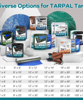 Heavy Duty Tarp Set 4x6 Feet 2 Pack 10.5 Mil Waterproof Multipurpose Protective Cover options display with various sizes