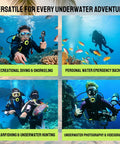 Divers use a DOT Certified 1.9L Scuba Tank Pony Bottle for Snorkeling, Boat Cleaning in various underwater activities, showcasing versatility.