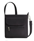 Anti-Theft Classic Mini Shoulder Bag With 5-Point Security System, black compact design with zipper and shoulder strap