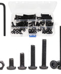 Grab This Handy Black 1/4-20 Hex Socket Cap Screw And Nut Kit For Furniture Repairs, Includes 50 Screws, 30 Nuts, Allen Key
