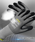 Endurance Knit Work Gloves With MicroFoam Nitrile Coating For Superior Grip And Dexterity, showcasing breathability and design