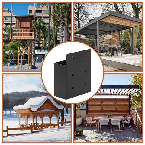 Rugged Heavy Duty 2x4 Pergola Brackets Set With Privacy Wall And Post Rafter Connectors Steel Frame With Black Powder Coat Includes Screws Built For DIY Pergolas Deck Railing 8 Pieces