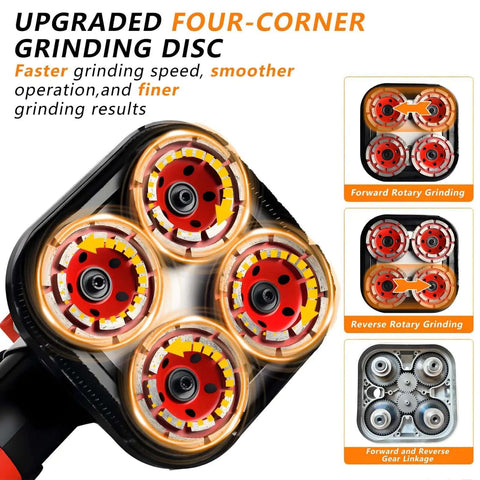 Electric Concrete Floor Polisher With 4 Diamond Grinding Heads 3600W High Power Six Speed Settings Pro Grade Beast Mode grinder close-up