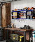 40 Inch Wall Mounted Power Tool Organizer With Charging Station For Cordless Tools, built to handle your drill stack, in garage view