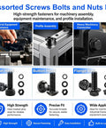 3160 Piece Flange Bolt And Metric Screw Assortment Kit With Nuts Washers And Wrench M2 Through M10 fasteners displayed in set