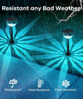 Color Changing Solar Path Lights 8 Pack Outdoor Waterproof Multicolor Landscape Lighting with snowflake shadow in rain.