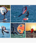 Handheld Kitesurfing Wing For Water Sports Inflatable Kite With TPU Air Bag Windsurfing on water, sunset backdrop, various angles.