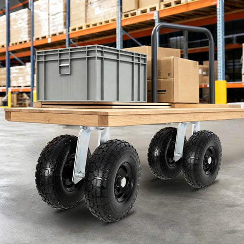 10 Inch Dual Flat Free Swivel Caster Ready To Roll Built Tough For Rough Floors 660 Lb Heavy Load Capacity PU Foam Wheel With Roller Bearing Zinc Plated Industrial Swivel Wheel For Fragile Equipment Transport on warehouse cart