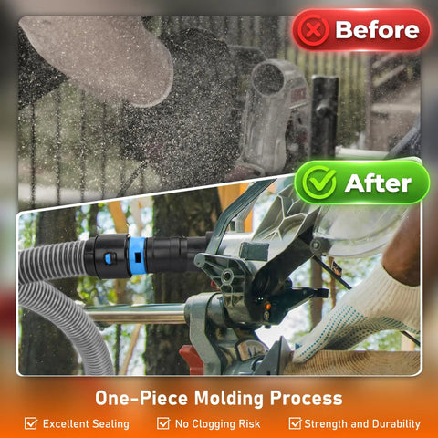 Comparison of dust buildup before and after using 16 Ft Beefed Up Pro Grade Heavy Duty TPE Shop Vac Hose Extension Kit for woodwork