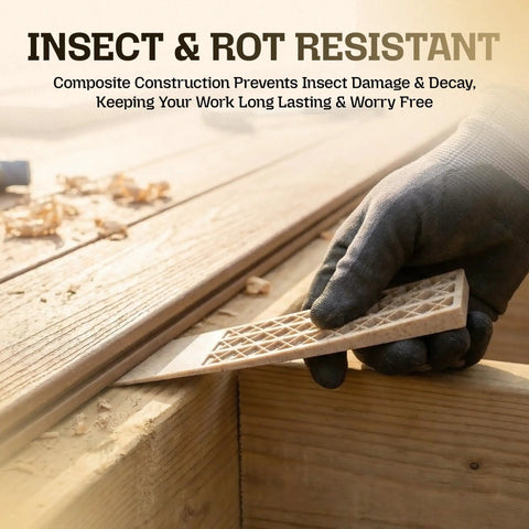 Heavy Duty Composite Wood Shims For Leveling And Spacing Built Tough To Resist Moisture and Warping while being used for precision leveling.