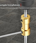 Close-up of 10 Pcs 3Mm To 3Mm Brass Shaft Couplers With Set Screws For Motor Shafts, showing installation with Allen wrench.