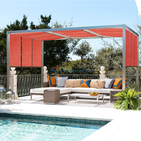 Red 20x20 Foot Shade Cloth with Grommets Sun Shade Sail Rectangle for Deck Carport Backyard and Pergola Coverings UV Blocker HDPE 180 GSM