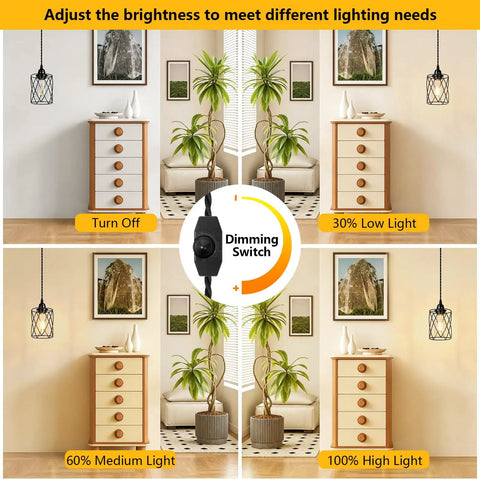 Sleek 15 Foot Plug In Pendant Light With Dimmable Black Metal Shade And Twisted Cord Zero Hassle Hook Up showcasing lighting levels in ambient settings.