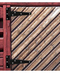 Beefed-Up Heavy Duty 6 By 5 Inch Black Rustproof Iron T Shaped Triangle Hinges on wooden shed door