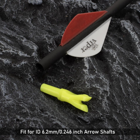 12 Pack Arrow Nocks With 6.2mm Inside Diameter Plastic Insert Nocks For Archery Hunting Curved Yellow Design Built For Fast Shooting