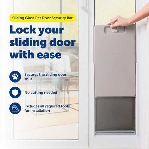 Sliding Glass Pet Door Security Bar Lock No Fuss Easy Install Adjustable Up To 28 Inches Fits Sliding Glass Doors Up To 72 Inches Wide Compatible With Most Pet Doors