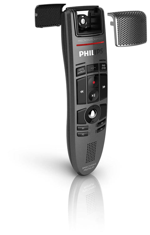 SpeechMike Premium USB Dictation Microphone With Free Floating Design And Gesture Control Built In Pop Filter Customizable Function Keys Crystal Clear Sound For Precision Dictation, Philips front view