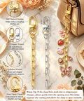 30 Piece Silver Keychain Making Kit with Swivel Snap Hooks and Lobster Clasps shown with chains and charms on a bag