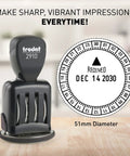 Top Shelf Twenty Four Hour Time And Date Stamp Featuring Solid Ten Year Bands And Snappy Received Arrow Design For Straight Up Effortless Office Paperwork And Quick Daily Tracking, showing black stamp with 51mm diameter.