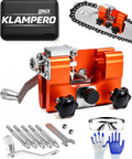 Klampero Chainsaw Sharpener With Hand Crank And Angle Guide, Portable On The Go Chain Saw Sharpener Kit, accessories displayed