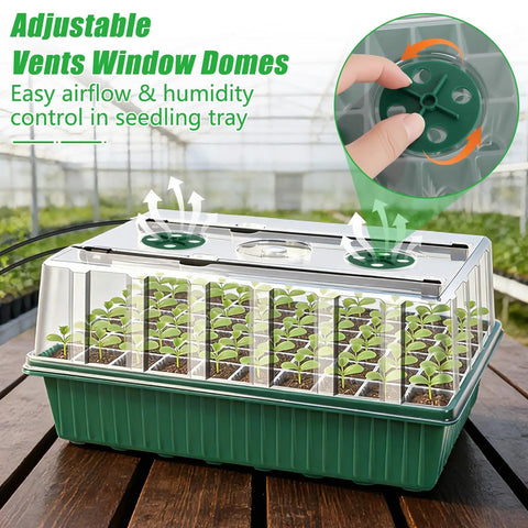 Two Pack 120-Cell Seed Starter Tray With Grow Light, Self-Watering Kit, Humidity Dome, Adjustable Brightness, Timed Seedling Germination Trays For Indoor Planting