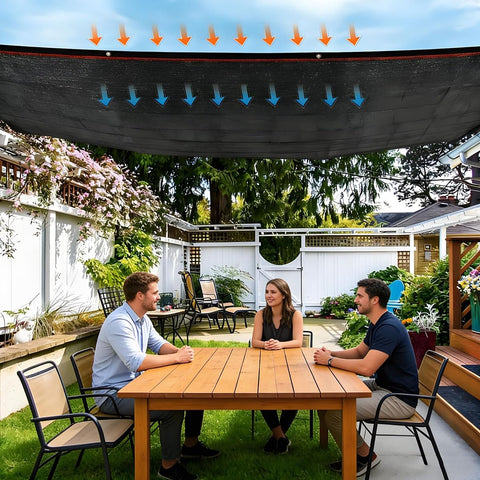 Heavy Duty Garden Shade Cloth With Grommets For Patio And Pergola 90 Percent UV Block over outdoor seating area