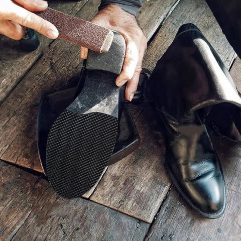Durable One Sixteenth Inch Thick Rubber Shoe Soling Sheet With Grippy Diamond Pattern For Full Sole Replacement Black