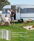 Heavy Duty Universal RV Sliding Closet Door Latches With Slick Hardware Kit for setup, seen with RV and family.
