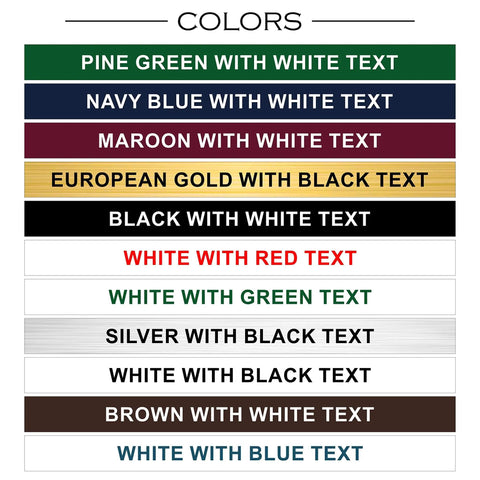 Color options for Custom Desk Name Plate With Aluminum Holder For Office Signage, Two Lines Of Laser Engraved Text, Wall Or Desk Mount