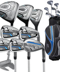 Women Gold TP 11-Piece Complete Golf Club Set Right Hand Petite, Forgiving 460cc Titanium Driver with bag and irons displayed