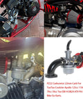 22mm PZ22 carburetor installed on various ATVs and dirt bikes, showcasing fit and design for SSR 125cc 110cc TaoTao DB14 DB24 models.