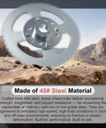 Steel Go Kart Sprocket Hub for Three Quarter Inch Bore and Three Sixteenth Inch Keyway Hardware shown on rugged terrain