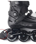 Side view of black Roller Skate Replacement Brake Pad Set for Adult Inline Skates with 70mm to 80mm wheels, rear mount