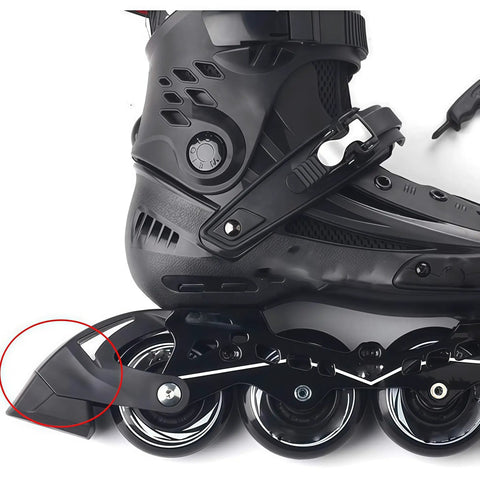 Side view of black Roller Skate Replacement Brake Pad Set for Adult Inline Skates with 70mm to 80mm wheels, rear mount