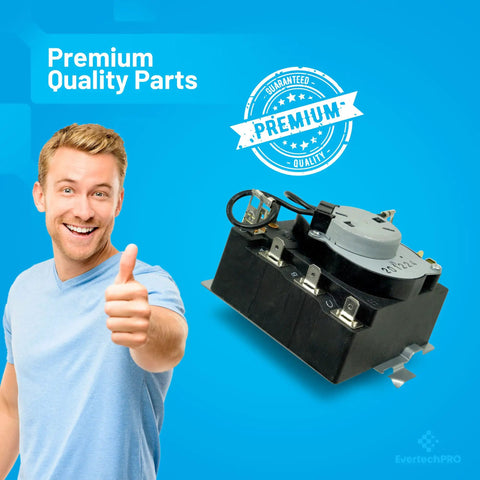 OEM Dryer Timer Replacement For GE Hotpoint RCA Sears Kenmore Dryers, product image next to smiling man with thumbs up