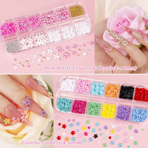 Glam Up Your Nails With This All In One Nail Art Kit Featuring Colorful Rhinestones Flatback Pearls Acrylic Flower Charms