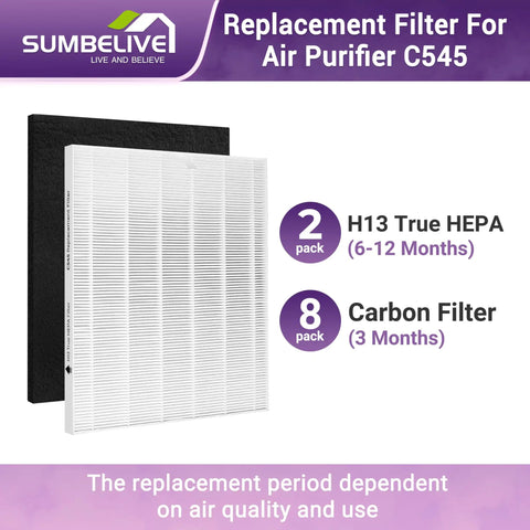 C545 Replacement Filter Kit For Air Purifier S Series 2 True HEPA Filters And 8 Activated Carbon Filters Compatible Part Nos 1712-0096-00