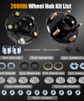 Solid Rig 2000 Lb 2 Pack Boat Trailer Hub Kit 5X4.5 Bolt Pattern showing components like bearings, seals, and nuts.